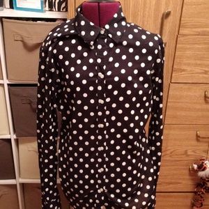 Banana Republic Black and White Polka Dot Button-Down Shirt